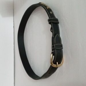 Women's  Leather Belt  sz  28"  Black  with Gold Hardware  Preowned